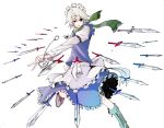  bad_id izayoi_sakuya knife maid maid_headdress red_eyes scarf shirofox silver_hair solo the_embodiment_of_scarlet_devil throwing_knife too_many_knives touhou weapon 