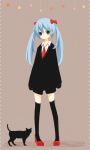  cat haruno_(tricot) hatsune_miku long_hair necktie pigeon-toed pigeon_toed thigh-highs thighhighs twintails vocaloid 