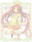  bubble_skirt circlet cure_muse cure_muse_(yellow) fairy_tone gem highres magical_girl musical_note mysterious_precure_(suite_precure) precure red_eyes red_hair redhead ribbon sheet_music shirabe_ako solo spoilers staff_(music) suite_precure toromi_chuuka treble_clef 