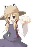  blonde_hair clenched_hand fist hair_ornament hat moriya_suwako nami_(cassette) solo touhou yellow_eyes 