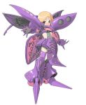   blush flat_chest gundam loli long_hair mecha midriff thigh_highs wings  