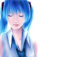  blue_hair closed_eyes hatsune_miku klemme realistic twintails vocaloid white 