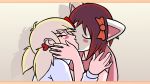  blush catgirl highres kiss moot nekomimi short_hair twintails vector wallpaper yuri 