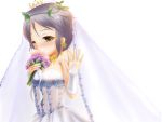  blush bouquet bridal_veil bride dress flower jewelry nagato_yuki ring shimoku short_hair silver_hair suzumiya_haruhi_no_yuuutsu tears tiara veil waving wedding_dress white yellow_eyes 