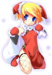  blush christmas elbow_gloves fishnet_legwear fishnets flat_chest gloves hat loli santa_costume shoes short_hair thigh_highs thighhighs yomi_(artist) 