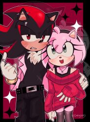  amy_rose clothing couple cute girly pink shadow_the_hedgehog 
