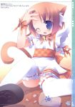   blush catgirl fang loli nekomimi short_hair skirt tail thigh_highs uniform waitress  