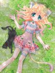   blush cat catgirl flat_chest garter loli long_hair nekomimi tail  