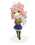  boots chibi feldt_grace gundam gundam_00 haro karameru_shikiso long_hair pink_hair ponytail scarf solo 