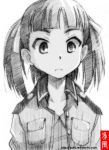  military military_uniform monochrome sketch solo sora_no_woto suminoya_kureha traditional_media twintails uniform 