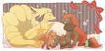  fox gen_1_pokemon gen_5_pokemon hair_ornament jippe multiple_tails ninetales no_humans pokemon pokemon_(creature) pokemon_(game) pokemon_bw tail vulpix zoroark zorua 