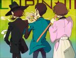  arsene_lupin_iii beard black_hair brown_hair cigarette facial_hair formal from_behind hand_in_pocket hat ishikawa_goemon_xiii japanese_clothes jigen_daisuke lineup lupin_iii male multiple_boys ninton oldschool sheath sideburns smoking suit sword unsheathing weapon 