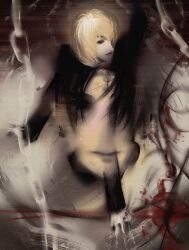  abstract abstract_background androgynous chrollo_lucilfer commentary cross_tattoo english_commentary facial_mark forehead_mark forehead_tattoo hand_chains highres hunter_x_hunter kurapika male_focus non-web_source original painting_(medium) psychedelic surreal symbolism tattoo traditional_media 