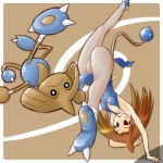  1girl capoeira genderswap handstand hitmontop kick kicking legs leotard lowres moemon pantyhose personification pointy_hair pokemon pokemon_(creature) pokemon_(game) pokemon_gsc spinning_bird_kick tail tenjou_ryuka 