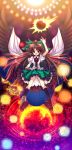  bow brown_hair capura.l capura_lin eyes fang hair_bow highres long_hair red_eyes reiuji_utsuho solo touhou wings 