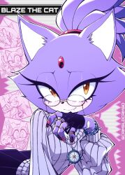  2boys 3girls absurdres alternate_costume animal_ears blaze_the_cat cat_ears cat_girl cheese_(sonic) commentary compass cream_the_rabbit english_commentary eyelashes fang forehead_jewel furry furry_female glasses hedgehog_boy highres jewelry marine_the_raccoon multiple_boys multiple_girls ribbed_sweater scrimblocrimbo silver_the_hedgehog skirt smile smirk solo_focus sonic_(series) sonic_the_hedgehog sweater yellow_eyes 