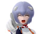 blue_hair closed_eyes laughing neon_genesis_evangelion open_mouth plugsuit pointing short_hair siraha smile 