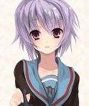  kyokucho nagato_yuki pov purple_hair school_uniform short_hair shy sleeve_tug solo suzumiya_haruhi_no_shoushitsu suzumiya_haruhi_no_yuuutsu 
