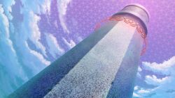 absurdres artist_request blue_sky clouds day energy_barrier game_asset highres no_humans outdoors scenery sky third-party_source touhou touhou_spell_carnival tower 