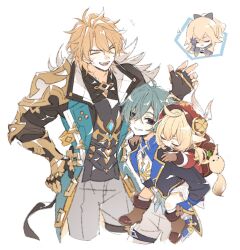  +++ 0l0za4 2boys 2girls ahoge aqua_hair armor bag black_bow black_gloves black_jacket black_shirt blonde_hair blue_cape blue_eyes blue_gloves blue_shirt blue_vest bodysuit boots bow brown_bag brown_boots cape carrying child closed_eyes clover_print collared_shirt commentary_request cowboy_shot dodoco_(genshin_impact) dress empty_eyes fingerless_gloves fur-trimmed_vest fur_trim genshin_impact gloves gold_armor grey_pants hair_between_eyes hair_bow hand_on_own_head hand_on_own_hip hand_up hands_on_another's_shoulders hat hat_feather hat_ornament high_ponytail highres jacket jean_(genshin_impact) jean_(sea_breeze_dandelion)_(genshin_impact) klee_(genshin_impact) lapels laughing lohen_(genshin_impact) long_hair long_sleeves looking_at_another low_twintails mole mole_under_eye multiple_boys multiple_girls open_clothes open_jacket open_mouth open_vest pants peaked_cap piggyback pointy_ears ponytail puffy_long_sleeves puffy_sleeves purple_pupils red_dress red_hat scar scar_on_face shaded_face shirt short_hair shoulder_armor sidelocks simple_background sleeping smile socks speech_bubble spoken_character squiggle standing teeth thigh_strap tongue twintails two-tone_dress v-shaped_eyebrows varka_(genshin_impact) vest wavy_hair white_background white_bodysuit white_dress white_pants white_socks 