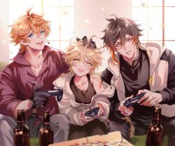  aether_(genshin_impact) commentary_request highres lj6v6 tartaglia_(genshin_impact) zhongli_(genshin_impact) 