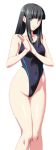  bugmenot competition_swimsuit green_eyes highleg highleg_swimsuit hime_cut long_hair multicolored_eyes one-piece_swimsuit simple_background swimsuit 