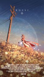  1girl animal_ear_fluff animal_ears arknights arknights:_endfield black_gloves bunching_hair cloak commentary_request ears_through_headwear gloves highres hood hood_up hooded_cloak long_hair looking_at_viewer lu_(pixiv20967832) outdoors red_hood rossi_(arknights) solo tail wolf_ears wolf_girl yellow_eyes 