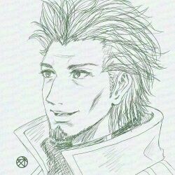  1boy beard commentary_request eyelashes facial_hair ichimiya_(kyokugen_dasshutsu) kyokugen_dasshutsu kyokugen_dasshutsu:_9_jikan_9_nin_9_no_tobira male_focus mature_male monochrome open_mouth otogiku portrait short_hair simple_background smile solo teeth twitter_username watermark white_background 
