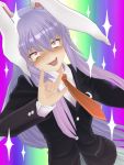  ahegao animal_ears blazer blush bunny_ears duel_love erowi heaven_condition long_hair montekoa necktie parody purple_hair rabbit_ears red_eyes reisen_udongein_inaba tears touhou 