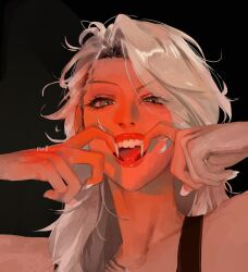  1girl fingernails highres tagme white_hair 
