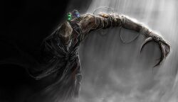  1boy absurdres blood blood_on_weapon claw_(project_moon) claw_(weapon) coat commentary_request hen_na highres korean_commentary mechanical_arms mechanical_head project_moon trench_coat vial weapon 