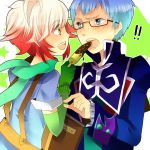  blue_hair coat eating glasses gradient_hair hubert_ozwell multicolored_hair nono_(syuwa2) open_mouth pascal popsicle red_hair redhead scarf short_hair tales_of_(series) tales_of_graces white_hair yellow_eyes 