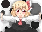  ascot b.leaf blonde_hair blush bust fang open_mouth outstretched_arms red_eyes rumia short_hair solo spread_arms the_embodiment_of_scarlet_devil touhou youkai 