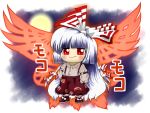  artist_request baggy_pants bird chibi fujiwara_no_mokou hair_ribbon hands_in_pockets henohenomoheji_(artist) long_hair oota_jun'ya_(style) parody phoenix red_eyes red_pants red_shoes ribbon shirt smirk style_parody suspenders touhou translation_request very_long_hair white_hair white_shirt yukkuri_shiteitte_ne 