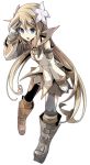  boots brown_hair detached_sleeves flower fruit_punch gloves grey_eyes hair_flower hair_ornament leaning_forward long_hair marta_lualdi skirt solo tales_of_(series) tales_of_symphonia tales_of_symphonia_knight_of_ratatosk thigh-highs thighhighs transparent_background 