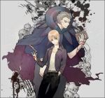  book caster_(fate/zero) command_spell fate/stay_night fate/zero fate_(series) knife male mtmt_mtmt multiple_boys red_hair redhead skull uryuu_ryuunosuke 