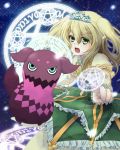  :o alternate_color blonde_hair bow creature dress elise_lutas elise_lutus frills green_eyes long_hair magic_circle open_mouth pentagram pointing ribbon side_ponytail tales_of_(series) tales_of_xillia tiara tipo_(xillia) tippo zkr102 
