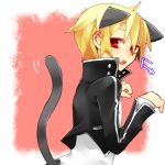  animal_ears blonde_hair cat_ears cat_tail fang fate/stay_night fate_(series) gilgamesh haine33 haine_(howling) paw_pose red_eyes short_hair solo tail 