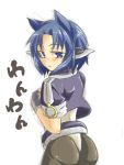  ass blue_eyes blue_hair bodysuit cat_ears character_request kyoukai_senjou_no_horizon mijinko_(83nabe) pantyhose satomi_yoshiyasu short_hair 