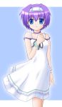 dress exelica hairband purple_hair short_hair smile trigger_heart_exelica watari_yuu watari_yuu_(morigoya) white_dress 