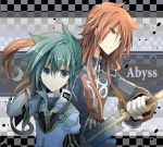  asch character_name coat fruit_punch gloves green_eyes green_hair long_hair male multiple_boys red_hair redhead sword sync tales_of_(series) tales_of_the_abyss weapon 