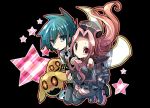  black_legwear chibi fruit_punch green_eyes green_hair hands_clasped hat heart long_hair lowres pink_hair skirt star sync tales_of_(series) tales_of_the_abyss thigh-highs thighhighs 
