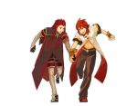  asch belt coat fingerless_gloves gloves green_eyes hand_holding holding_hands long_hair luke_fon_fabre male midriff multiple_boys pants payot red_hair redhead running shoes surcoat tales_of_(series) tales_of_the_abyss tokino_(colorseason) white_background 