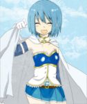  armband blue_hair cape closed_eyes collarbone eyes_closed gloves losey magical_girl mahou_shoujo_madoka_magica miki_sayaka short_hair solo soul_gem 