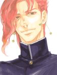  1boy earrings gakuran green_eyes jewelry jojo_no_kimyou_na_bouken kakyouin_noriaki pink_hair redhead school_uniform solo suzuki_tsuta tegaki 