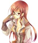  breasts fruit_punch glasses gloves kaufman long_hair red-framed_glasses red_eyes red_hair redhead smile solo tales_of_(series) tales_of_vesperia 