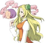  1girl artist_request bel_(pokemon) bell_(pokemon) blonde_hair green_eyes long_hair musharna musharna_(pokemon) old older pokemon pokemon_black_and_white solo 