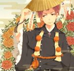  ao_no_exorcist bracelet brown_eyes flower jewelry male pink_hair shima_renzou solo utaoka_(23com) 