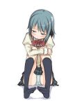  abe_kanari blue_eyes blue_hair blue_panties blush feet hair_ornament hairpin highres leg_hug mahou_shoujo_madoka_magica miki_sayaka panties pantyshot polka_dot polka_dot_panties school_uniform shirt short_hair sitting sketch skirt solo underwear upskirt 