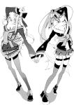  hatsune_miku highres japanese_clothes k.lovc. kimono lolita_fashion long_hair megurine_luka monochrome project_diva project_diva_2nd simple_background thigh-highs thighhighs twintails very_long_hair vocaloid wa_lolita zettai_ryouiki 